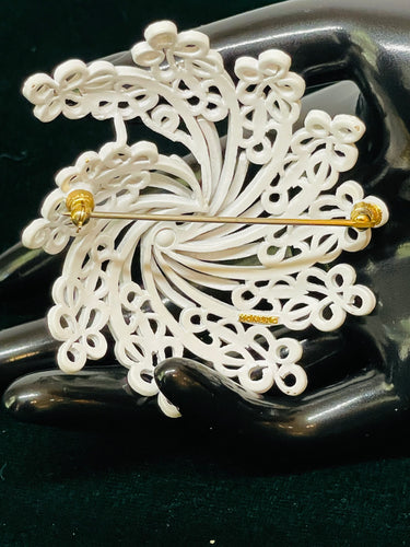 1960’s Monet White Enamel Brooch